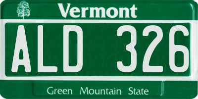 VT license plate ALD326
