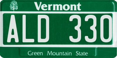 VT license plate ALD330