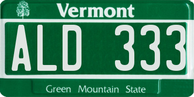 VT license plate ALD333