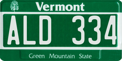 VT license plate ALD334