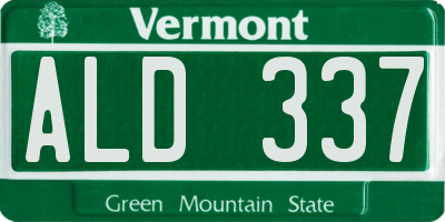 VT license plate ALD337