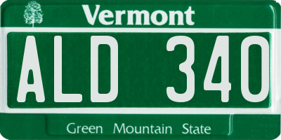 VT license plate ALD340