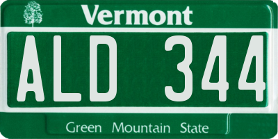 VT license plate ALD344