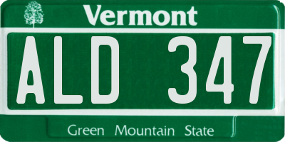 VT license plate ALD347