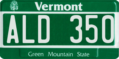 VT license plate ALD350