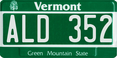 VT license plate ALD352