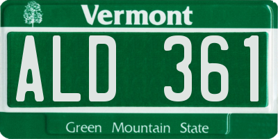 VT license plate ALD361