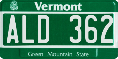 VT license plate ALD362