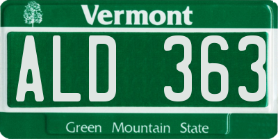 VT license plate ALD363