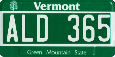 VT license plate ALD365