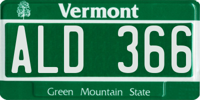 VT license plate ALD366