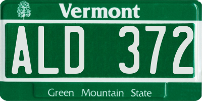 VT license plate ALD372
