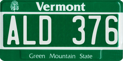 VT license plate ALD376