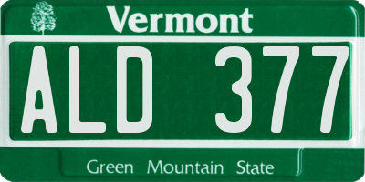 VT license plate ALD377