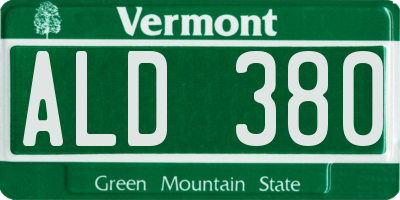 VT license plate ALD380