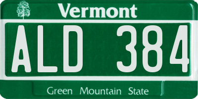 VT license plate ALD384