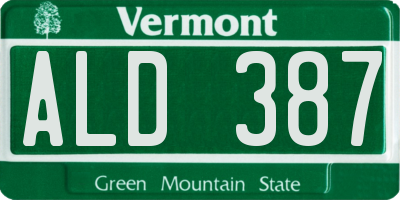 VT license plate ALD387
