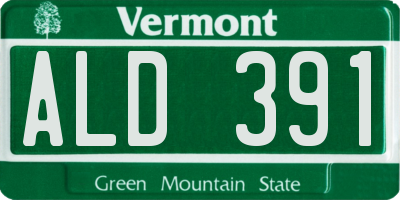 VT license plate ALD391