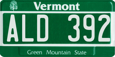 VT license plate ALD392