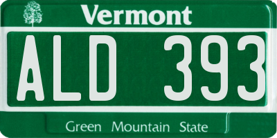 VT license plate ALD393