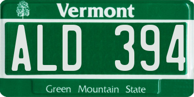VT license plate ALD394