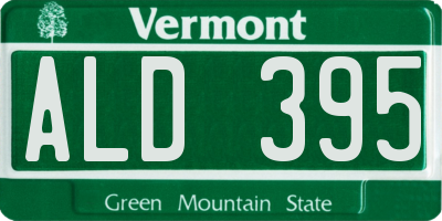 VT license plate ALD395