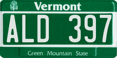 VT license plate ALD397