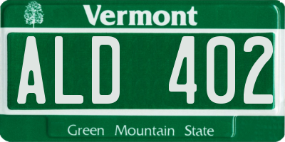 VT license plate ALD402