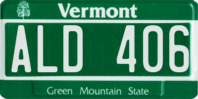 VT license plate ALD406