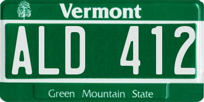 VT license plate ALD412