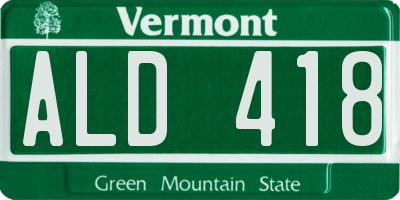 VT license plate ALD418