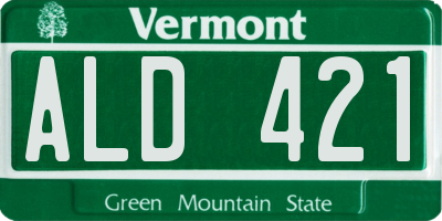 VT license plate ALD421