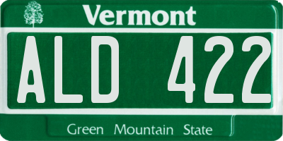 VT license plate ALD422