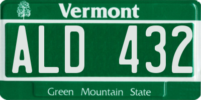 VT license plate ALD432