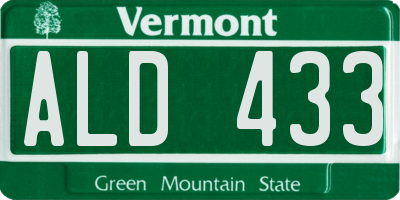 VT license plate ALD433
