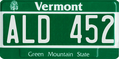 VT license plate ALD452
