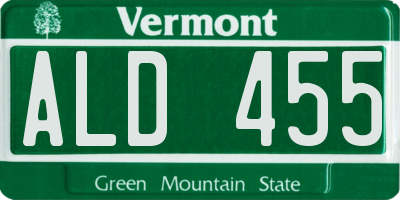 VT license plate ALD455