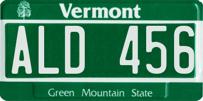 VT license plate ALD456