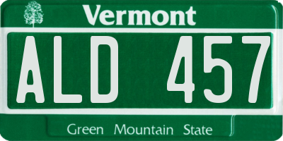 VT license plate ALD457