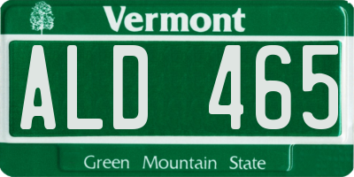 VT license plate ALD465