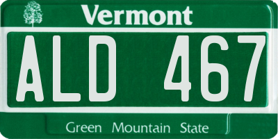 VT license plate ALD467