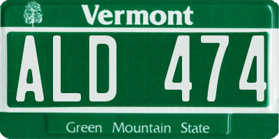VT license plate ALD474