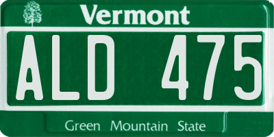 VT license plate ALD475