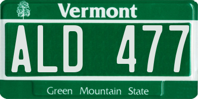 VT license plate ALD477