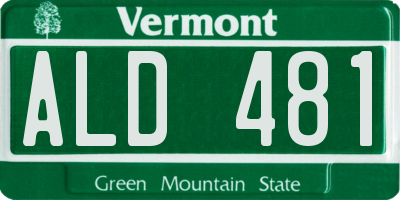 VT license plate ALD481