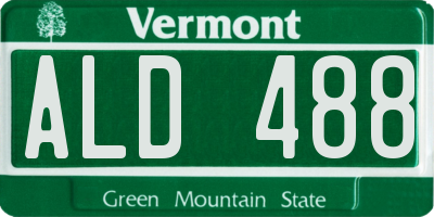 VT license plate ALD488