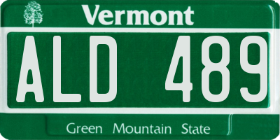 VT license plate ALD489