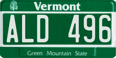 VT license plate ALD496