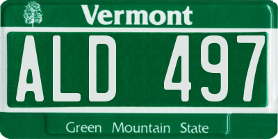 VT license plate ALD497