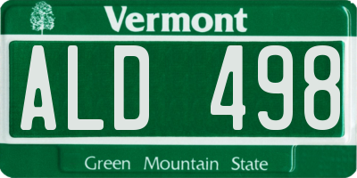 VT license plate ALD498
